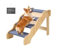 VEVOR Scale in Legno per Animali Domestici a 4 Gradini per Letti Alti, Divani e Auto, Carico di 68 kg, Superficie Antiscivolo, Scaletta Stabile per Cani e Gatti, Accessori Essenziali per Cuccioli