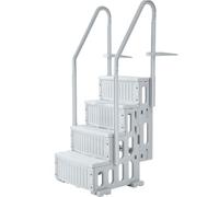 VEVOR Scaletta per Piscina a 4 Gradini con Corrimano Doppio, Gradini Antiscivolo Resistenti, Scaletta Sicurezza per Piscina, Carico Massimo 181,4 kg Piscine Interrate Fuori Terra 122-137 cm Grigio