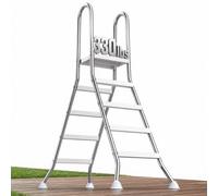 VEVOR Scaletta per Piscine Fuori Terra con Piattaforma, Scala di Sicurezza a 4 Gradini con Struttura ad A Stabile, Altezza 125 cm, Telaio in Acciaio Durevole, Gradini Larghi Antiscivolo, Portata 150kg