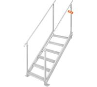 VEVOR Scaletta per Pontile Altezza Regolabile 109-130 cm Scaletta per Pontone Barca 6 Gradini Lega di Alluminio Portata ca. 226 kg con Corrimano Scaletta Antiscivolo Scale per Imbarco Barca Piscina