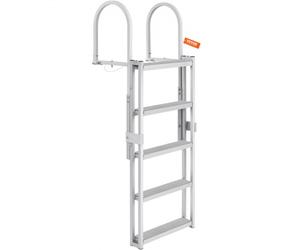 VEVOR Scaletta per Pontile Retrattile 5 Gradini, Portata 158 kg, Scaletta per Barca per Pontone Lega di Alluminio Altezza Regolabile 1700-2005 mm Scaletta Antiscivolo per Barca Piscina