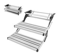 VEVOR Scaletta perr Camper Retrattile, Scaletta 2 Gradini Carico 200 kg Retrattile Manuale per Camper in Lega di Alluminio Antiscivolo Telaio in Acciaio, Portatile Pieghevole, Furgone Roulotte Caravan