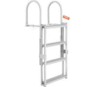 VEVOR Scaletta Retrattile per Pontile 4 Gradini, capacità di Carico 350 lbs, Scaletta per Pontone in Lega di Alluminio Altezza Regolabile 1400-1705 mm Gradino 101 mm per Imbarco Barca Piscina