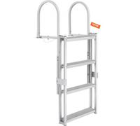 VEVOR Scaletta Retrattile per Pontile 4 Gradini, Capacità di Carico 350 lbs, Scaletta per Pontone in Lega di Alluminio Altezza Regolabile 1400-1705 mm Gradino 101 mm per Imbarco Barca Piscina