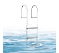 VEVOR Scaletta Smontabile per Molo, Scaletta Dritta da Pontile, 3 Gradini Ampi e Antiscivolo in PP, Portata Massima 227 kg, Struttura in Lega di Alluminio, Montaggio Semplice, per Laghi e Imbarcazioni