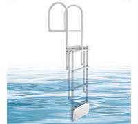 VEVOR Scaletta Telescopica per Molo, Scaletta Dritta Retrattile da Pontile, 4 Gradini Antiscivolo in PP, Portata Massima 227 kg, Struttura in Lega di Alluminio, Sistema Galleggiante Auto-Sollevante