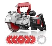 VEVOR Scanalatrice da Muro 5000W, Macchina per Tracce nel Muro, Velocità Max 5460 RPM, Tagliamuri per Calcestruzzo con Linea Guida, 5 Lame Incluse, Impugnatura Regolabile, per Scanalature in Mattoni