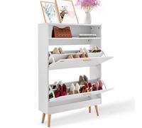 VEVOR Scarpiera per Ingresso 2 Ripiani Ribaltabili 80x24x120 cm Colore Bianco