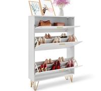 VEVOR Scarpiera a 3 Ripiani Ribalti Scarpiera per Ingresso in Truciolare Scarpiera per Corridoio Soggiorno 80x24x120 cm, Portascarpe Salvaspazio da Pavimento Bianco 3 Ripiani Ribaltabili, Portascarpe