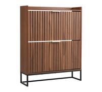 VEVOR Scarpiera con 2 Ante, Scarpiera Salvaspazio, Ribaltabile Indipendente per Ingresso, Corridoio, Soggiorno, Veranda, Portascarpe Moderno 3 Cassetti Pieghevoli 80 x 24 x 100 cm, Marrone