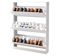 VEVOR Scarpiera con 3 Ante a Ribalta, Scarpiera Salvaspazio, Indipendente per Ingresso, Corridoio, Soggiorno, Veranda, Portascarpe Moderno 3 Cassetti Pieghevoli 800 x 220 x 1165 mm, Bianco