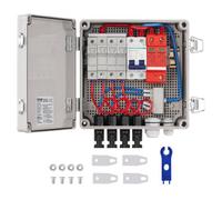 VEVOR Scatola combinatrice fotovoltaica 4 stringhe con fusibile di corrente nominale 10 A, Interruttore automatico protezione sovratensione 63 A, in ABS per sistema di pannelli solari on/off, IP65