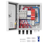 VEVOR Scatola Combinatrice Fotovoltaica, Scatola Fusibile Corrente Nominale 15A, Interruttore Automatico 63A e Protezione da Sovratensione, Acciaio per Sistema di Pannelli Solari On/Off, IP65