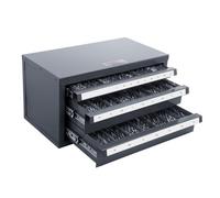 VEVOR Scatola Porta Punte Trapano 1-13 mm Cassetti Portautensili 3 Cassetti 29 Scomparti Etichettati, Dispenser per Punte 37,5x20x20 cm Impilabile Facile Identificazione Conservazione Officina Garage