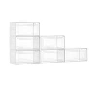 VEVOR Scatole Porta Scarpe, Adatte Fino alla Taglia 13 USA, 6 Scatole Porta Scarpe Trasparenti Impilabili con Porta Magnetica, Contenitori in Plastica per Stivali e Cappelli, Bianco Trasparente