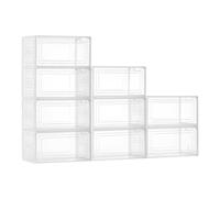 VEVOR Scatole Porta Scarpe, Adatte Fino alla Taglia 13 USA, 9 Scatole Porta Scarpe Trasparenti Impilabili con Porta Magnetica, Contenitori in Plastica per Stivali e Cappelli, Bianco Trasparente
