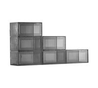 VEVOR Scatole Porta Scarpe, Adatte Fino alla Taglia 13 USA, Scatole Porta Scarpe Trasparenti Impilabili, 6 PZ con Porta Magnetica, Contenitori in Plastica per Stivali e Cappelli, Nero Trasparente