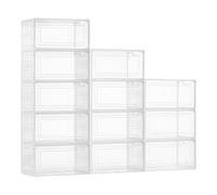 VEVOR Scatole Porta Scarpe, Adatte Fino alla Taglia 13 USA, Scatole Porta Scarpe Trasparenti Impilabili, 12 PZ con Porta Magnetica, Contenitori in Plastica per Stivali e Cappelli, Bianco Trasparente