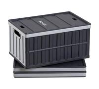 VEVOR Scatole Portaoggetti Pieghevoli in Plastica 65 L, Casse Pieghevoli Impilabili con Coperchio e Maniglie, Set da 3 PZ, Portata Massima 38 kg, Cesti Contenitori Pieghevoli Resistenti e Salvaspazio