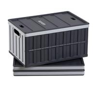 VEVOR Scatole Portaoggetti Pieghevoli in Plastica 65 L, Casse Pieghevoli Impilabili con Coperchio e Maniglie, Set da 3 PZ, Portata Massima 38 kg, Cesti Contenitori Pieghevoli Resistenti e Salvaspazio