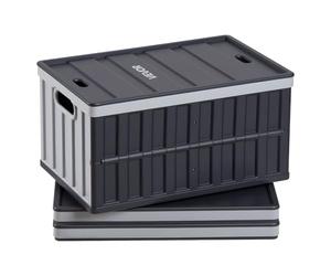 VEVOR Scatole Portaoggetti Pieghevoli in Plastica 65 L, Casse Pieghevoli Impilabili con Coperchio e Maniglie, Set da 3 PZ, Portata Massima 38 kg, Cesti Contenitori Pieghevoli Resistenti e Salvaspazio