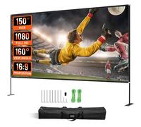 VEVOR Schermo del Proiettore Portatile 381 cm da Esterno con Angolo di Visione a 160 gradi, Schermo Cinematografico in 16:9 HD 4K, Utilizzo per Film, Eventi Sportivi, Foto, Videogiochi e Presentazioni