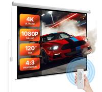 VEVOR Schermo di Proiezione Motorizzato, 3048 mm 4:3 4K 1080 HD, Proiettore con Display di Proiezione con Telecomando, Schermo Cinematografico Automatico, per Teatro Domestico, Ufficio Domestico