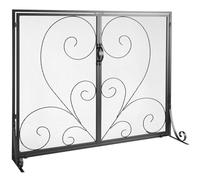 VEVOR Schermo Parascintille per Caminetto 2 Pannelli Schermo per Stufa da 99x80,2 cm con Porta Magnetica, Parascintille per Camino Stufa di Soggiorno Decorazione d'Interni Nero, Pannello Parascintille