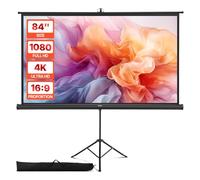 VEVOR Schermo per Proiettore con Supporto, Schermi Portatili Antirughe per Interni ed Esterni 160°, 4K HD 16:9, con Treppiede e Borsa per Trasporto, per Film, Presentazioni in Ufficio