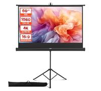 VEVOR Schermo per Proiettore con Supporto, Schermo per Videoproiettore per Interni ed Esterni, 16:9 4K HD Antirughe, Portatile, con Treppiede e Borsa per Trasporto, per Film, Presentazioni in Ufficio