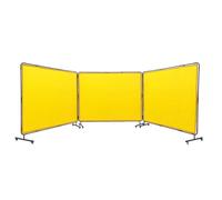 VEVOR Schermo per Saldatura, Schermi per Tende per Saldatura a 3 Pannelli da 6' x 8', Schermo di Protezione in Vinile Ignifugo su 12 Ruote Girevoli (6 bloccabili), Mobile Officina, Giallo