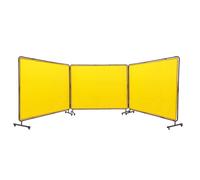VEVOR Schermo per Saldatura, Schermi per Tende per Saldatura a 3 Pannelli da 6' x 8', Schermo di Protezione in Vinile Ignifugo su 12 Ruote Girevoli (6 bloccabili), Mobile Officina, Giallo