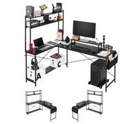 VEVOR Scrivania per Computer a Forma di L Lunghezza 170 cm Tavolo da Gioco Angolare Reversibile Scrivania Gaming Altezza 75 cm con Supporto per Monitor CPU Postazione di Lavoro per Ufficio Domestico