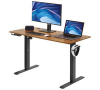 VEVOR Scrivania Regolabile in Altezza da Ufficio Home Office Studio Piano di Lavoro 1,4 x 0,7 m, Scrivania Ergonomica Altezza Regolabile Capacità Carico Massima 82 kg, Scrivania Regolabile Marrone