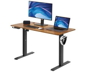 VEVOR Scrivania Regolabile in Altezza da Ufficio Home Office Studio Piano di Lavoro 1,4 x 0,7 m, Scrivania Ergonomica Altezza Regolabile Capacità Carico Massima 82 kg, Scrivania Regolabile Marrone