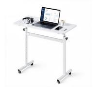 VEVOR Scrivania Regolabile in Altezza, Postazione Sit-Stand Mobil, Piano di Tavolo da 810 x 410 mm, Ruote Bloccabili e Gancio Portaoggetti, Capacità Massima di 25 kg, Ideale per Casa e Ufficio, Bianco