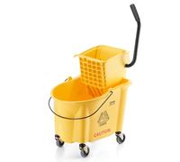 VEVOR Secchiello per mocio con strizzatore, 35 Qt, secchio industriale con pressa a strizzatrice laterale, secchio per tergicristallo e wringer combinato su ruote, pulizia professionale e industriale