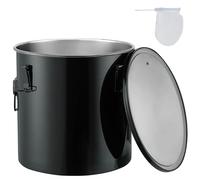 VEVOR Secchio per Grasso per Friggitrice, Contenitore per Smaltimento Olio da 10 Gal Acciaio Inox, Contenitore per Trasporto Olio con Coperchio, Clip di Chiusura, Nero