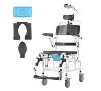 VEVOR Sedia a Rotelle per Doccia, Bagno per Adulti Disabili, Sedia in Alluminio per Doccia Rotolante Regolabile con Freno Sedia da Trasporto per Comoda da Doccia Capacità 136 kg Larghezza 440 mm