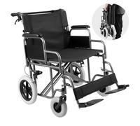 VEVOR Sedia a Rotelle Pieghevole per Adulti, Sedia da Trasporto in Acciaio al Carbonio, con Bracciolo Staccabile, Freno Autobloccante, Sedile Largo 60,96 cm Capacità di Peso 136 kg per I Disabili