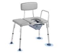 VEVOR Sedia Comoda da Comodino, Capacità di Carico di 227 kg, WC Sedile Rialzato con Seduta e Schienale Imbottiti, Secchio Rimovibile 5 L, Altezza Regolabili Sedia da Vasino per Anziani