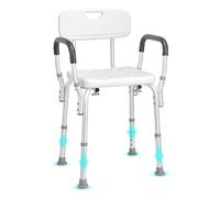 VEVOR Sedia da Bagno Antideslizante, Altezza Ajustable 390-520 mm, Sedia per Doccia, Carga Maxima 158,8 kg, Materiale Aluminio e PE, Colore Argento e Bianco