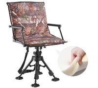 VEVOR Sedia da Caccia Campeggio Pieghevole, Sedia da Pesca con Braccioli, Altezza Regolabile Capacità di Carico 158 kg, Rotazione Silenziosa a 360°, Altezza Seduta 420-625 mm, Giardino, Esterno