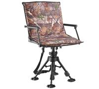 VEVOR Sedia da Caccia Campeggio Pieghevole, Sedia da Pesca con Braccioli, Altezza Regolabile Capacità di Carico 158 kg, Rotazione Silenziosa a 360°, Altezza Seduta 420-625 mm, Giardino, Esterno