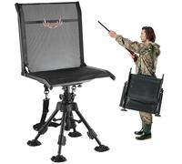 VEVOR Sedia da Caccia Campeggio Pieghevole, Sedia da Pesca con Braccioli, Altezza Regolabile Capacità Carico 158 kg, Sedile Rotazione 360°, Altezza Seduta 420-625 mm, Giardino, Esterno