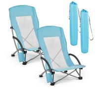 VEVOR Sedia da Campeggio Pieghevole Portatile 2 pezzi, Sedie da Campeggio Pieghevole con Schienale Lungo Carico max. 150 kg, Sedia Portatile per Picnic Pesca Campeggio, Colore Azzurro