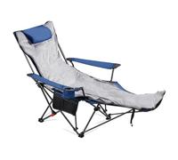 VEVOR Sedia da Campeggio Reclinabile, 4 Posizioni Regolabili, Sdraio Pieghevole Portatile per Adulti, in Rete con Poggiapiedi e Cuscino, Supporta 99,8 kg, Sedie da Campeggio per Patio, Grigio