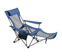 VEVOR Sedia da Campeggio Reclinabile, 4 Posizioni Regolabili, Sdraio Pieghevole Portatile per Adulti, in Rete con Poggiapiedi e Poggiatesta, Supporta 99,8 kg, Sedie da Campeggio per Patio, Blu