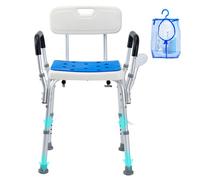 VEVOR Sedia da Doccia, Capacità di 181,4 kg, Sedile da Doccia con Schienale, Regolabile in Altezza, Sedia da Doccia per Vasca da Bagno Interna, Sedia da Bagno Antiscivolo per Anziani Disabili