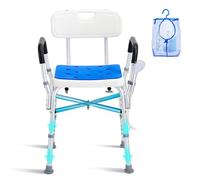 VEVOR Sedia da Doccia, Capacità di 181,4 kg Sgabello da Doccia con Barra di Attraversamento, Braccioli e Schienale Imbottiti, Sedia per Vasca Sedia da Bagno con Panca Regolabile per Anziani Disabili